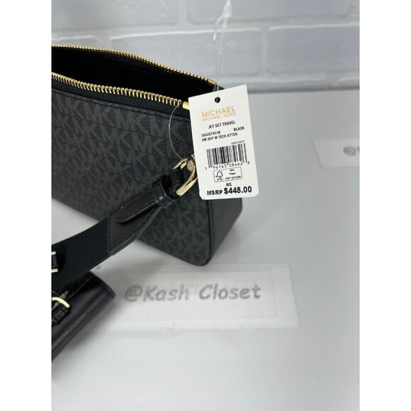 Michael Kors crossbody tech attach adjustable strap coin purse airpod case black - Picture 8 of 9